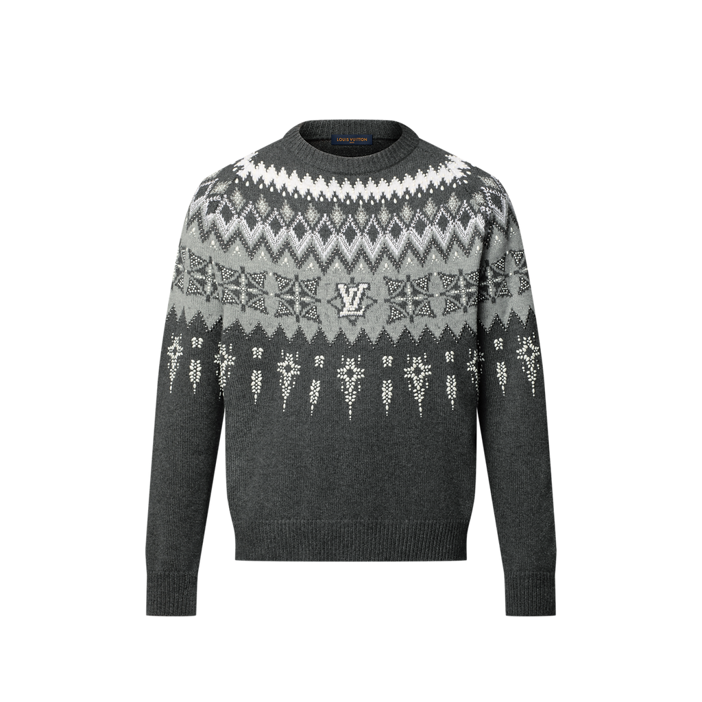 Pull ornementé en laine et cachemire