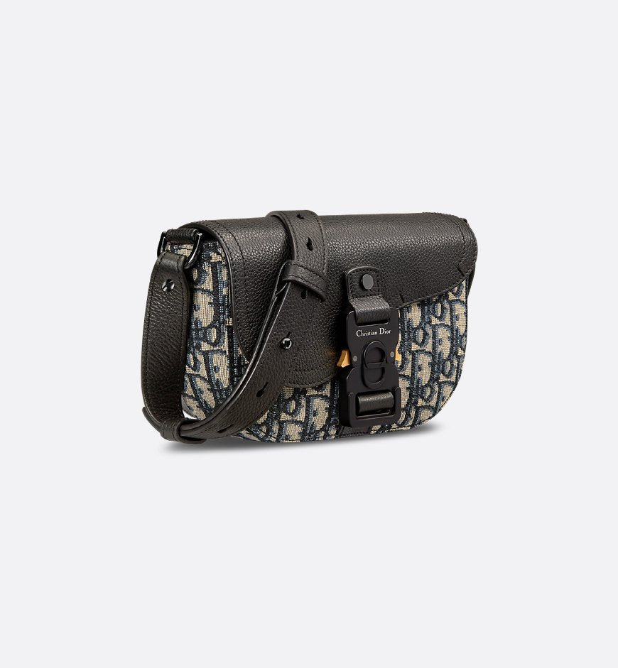 Mini sac Messenger à rabat Saddle Noir et Beige