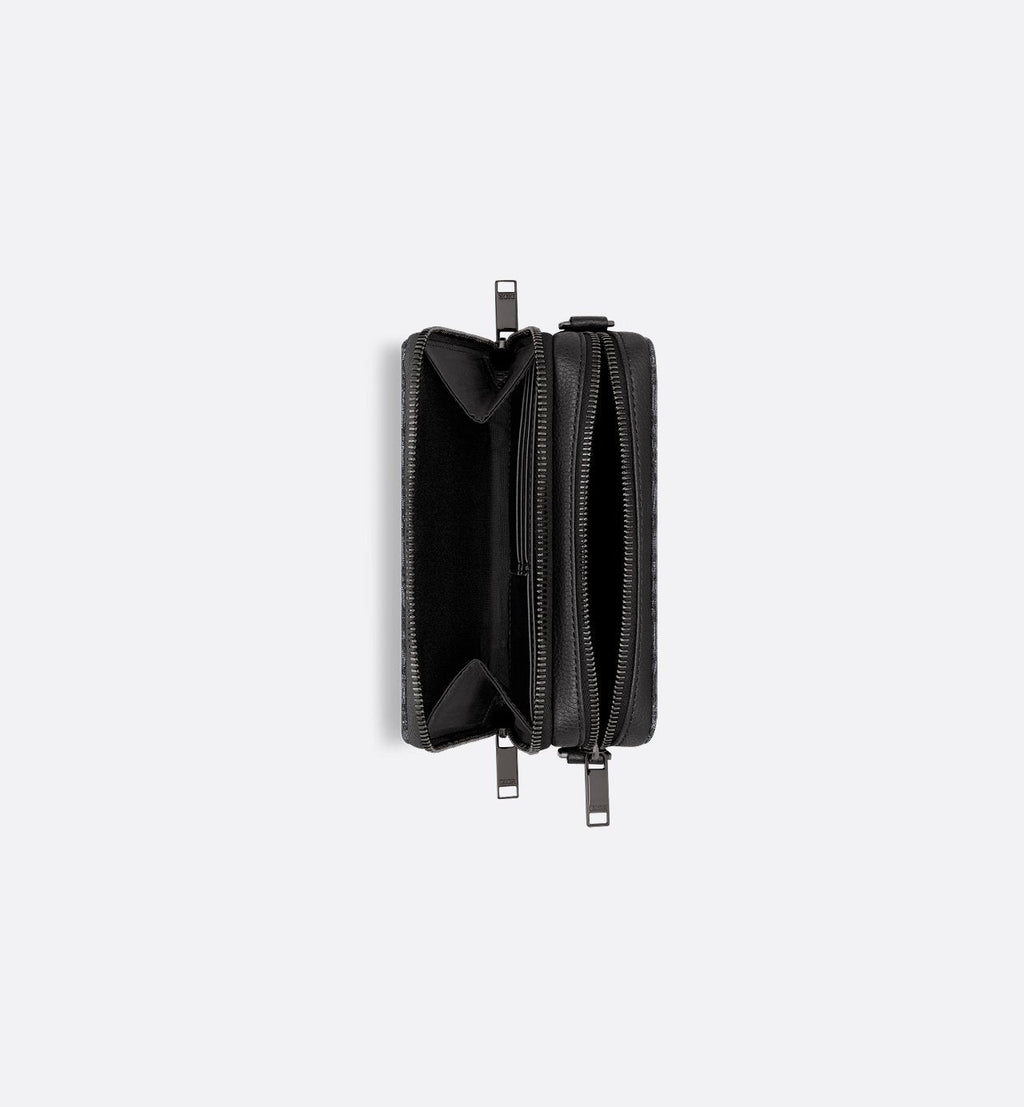 Pochette zippée à bandoulière
Toile jacquard Dior Oblique noir - #1