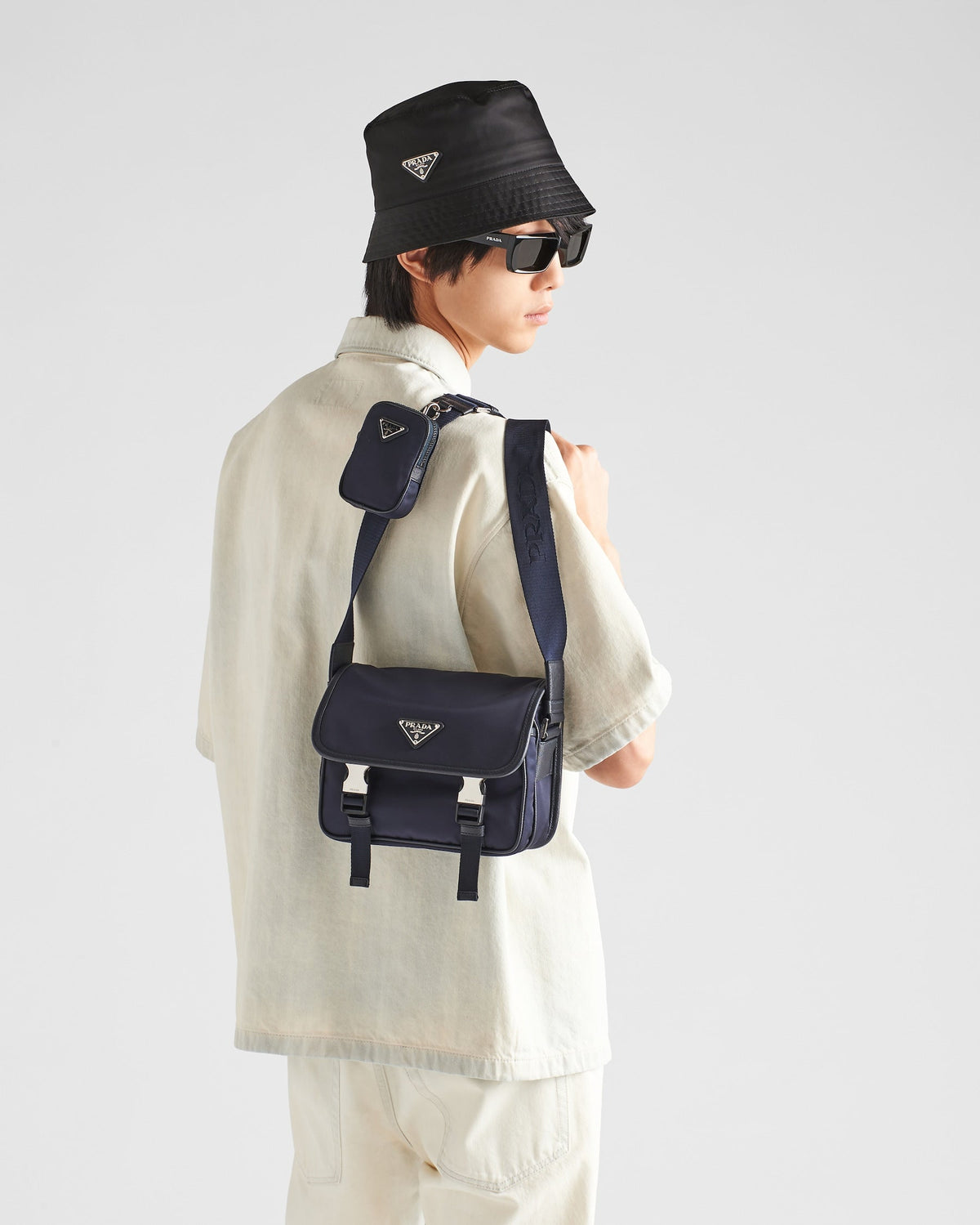 Sac porté épaule en Re-Nylon et cuir Saffiano - #5