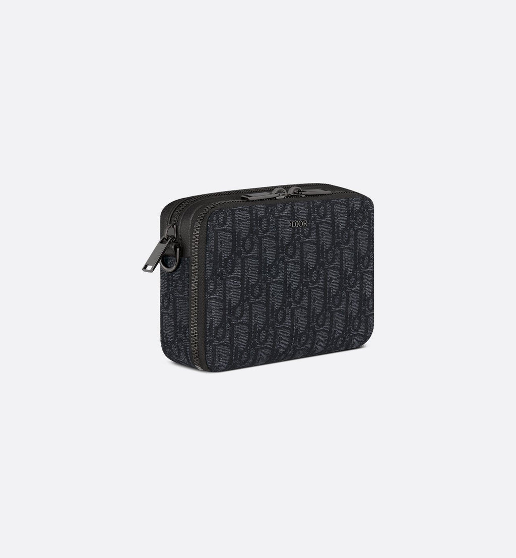 Pochette zippée à bandoulière
Toile jacquard Dior Oblique noir - #1