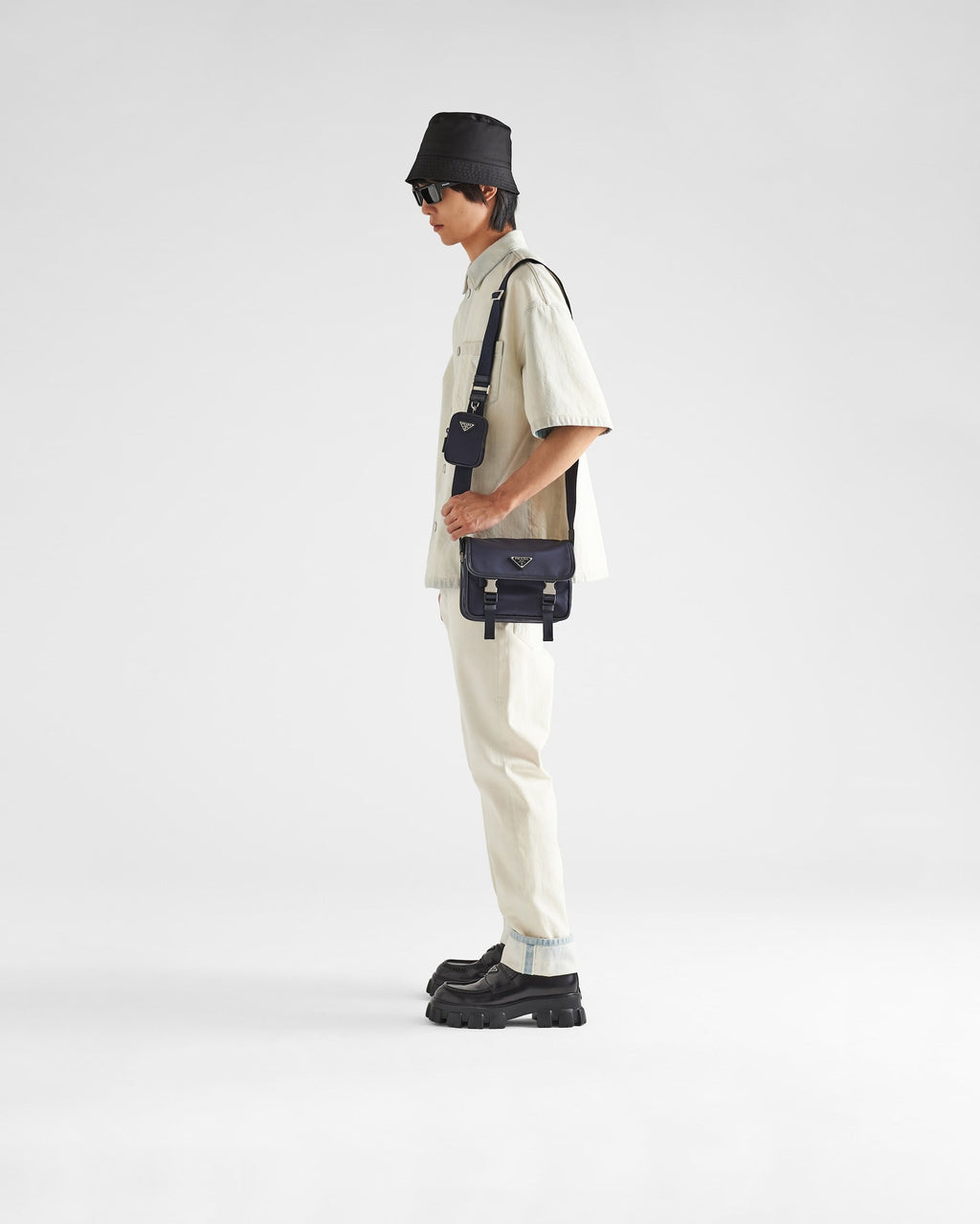 Sac porté épaule en Re-Nylon et cuir Saffiano - #5