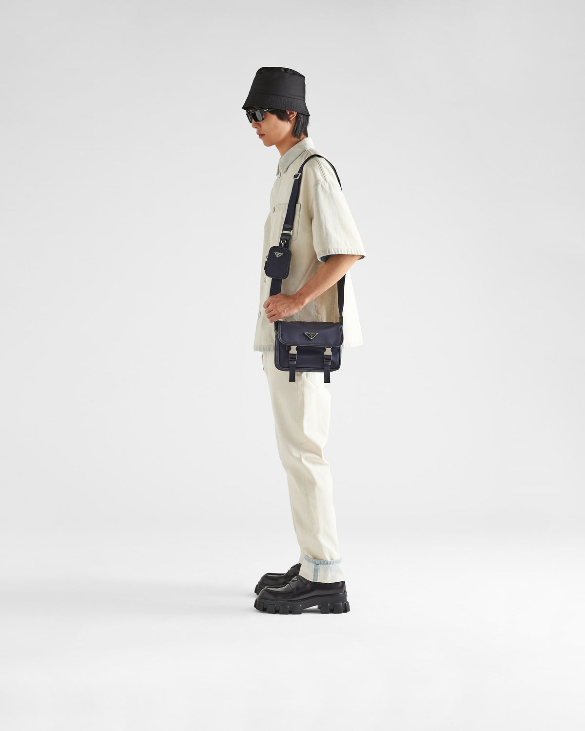 Sac porté épaule en Re-Nylon et cuir Saffiano - #5