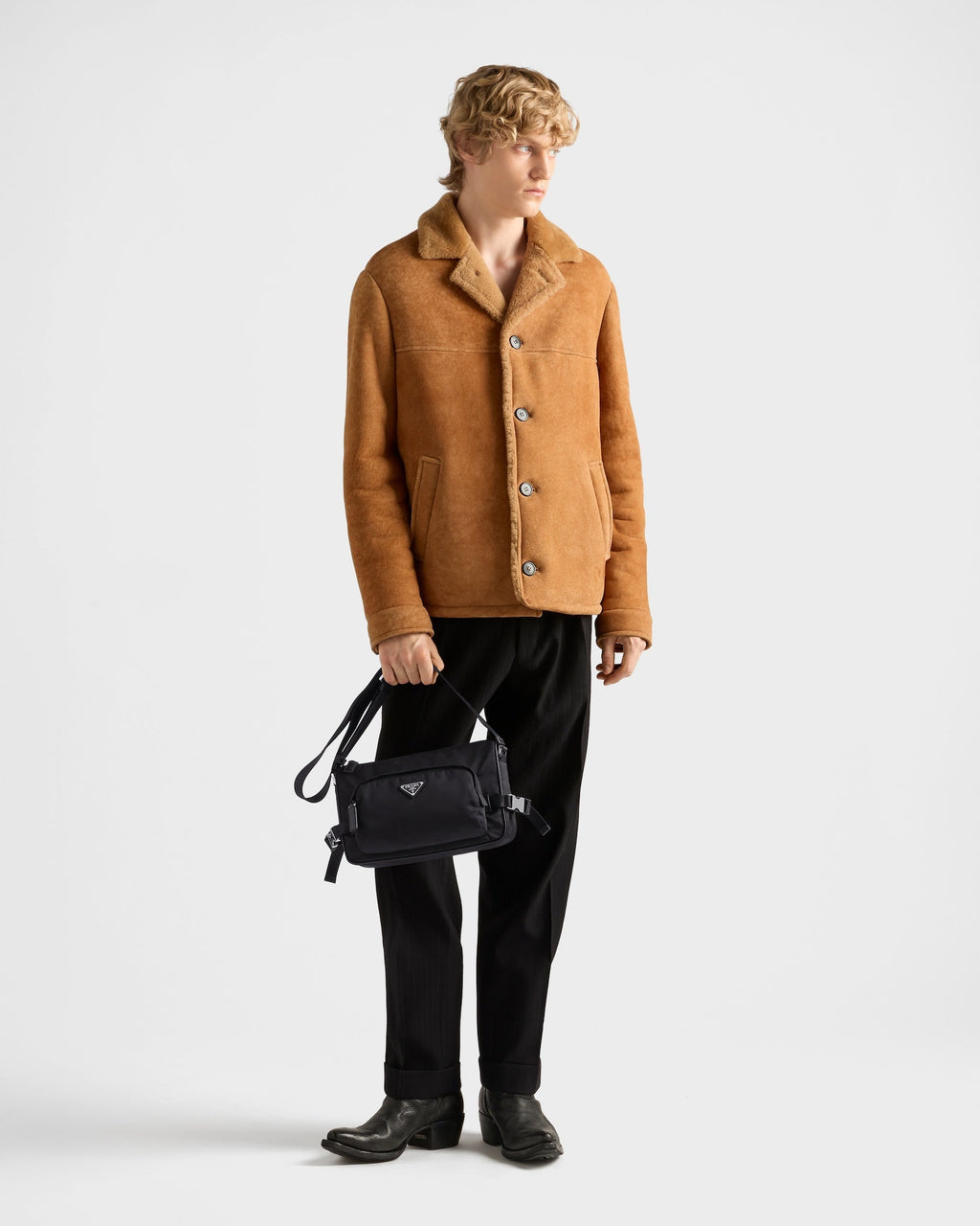 Sac de taille moyenne porté épaule en Re-Nylon et cuir Saffiano - #1