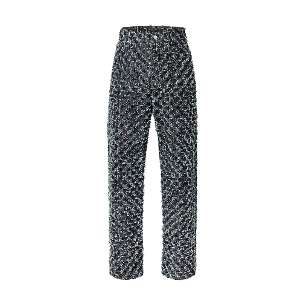 Pantalon droit à Monogram floqué en denim