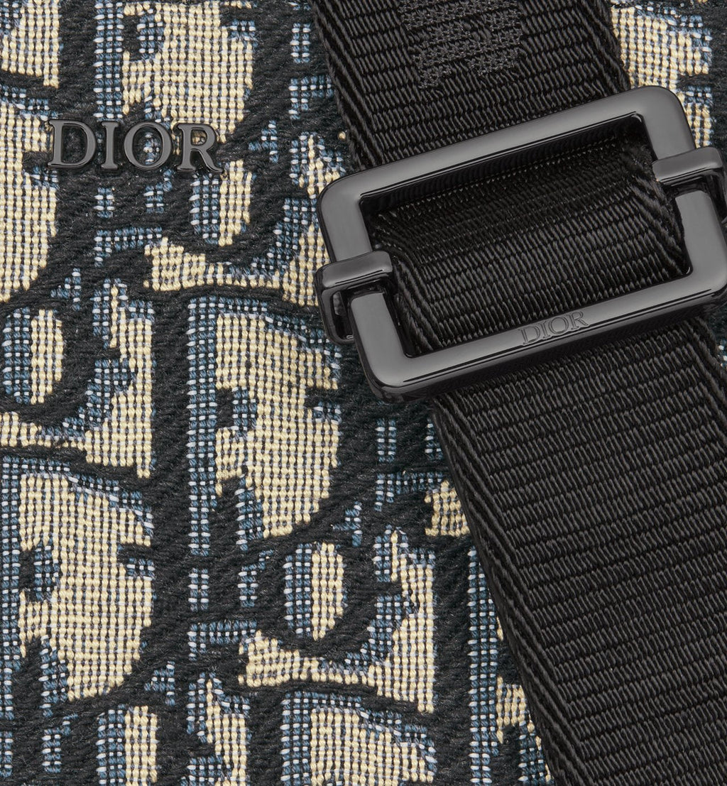 Pochette zippée à bandoulière Toile jacquard Dior Oblique noir - #2
