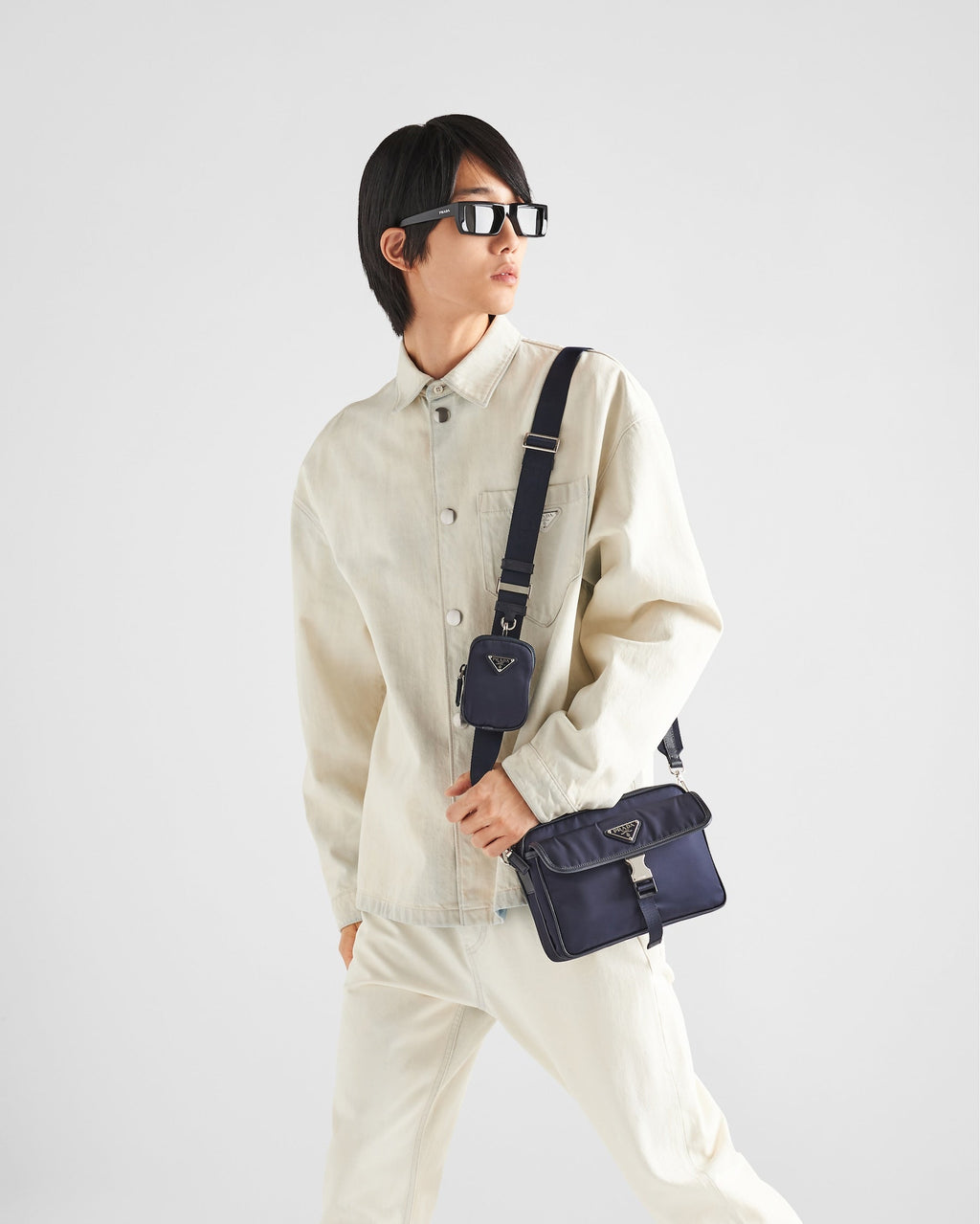 Sac porté épaule en Re-Nylon et cuir Saffiano - #3