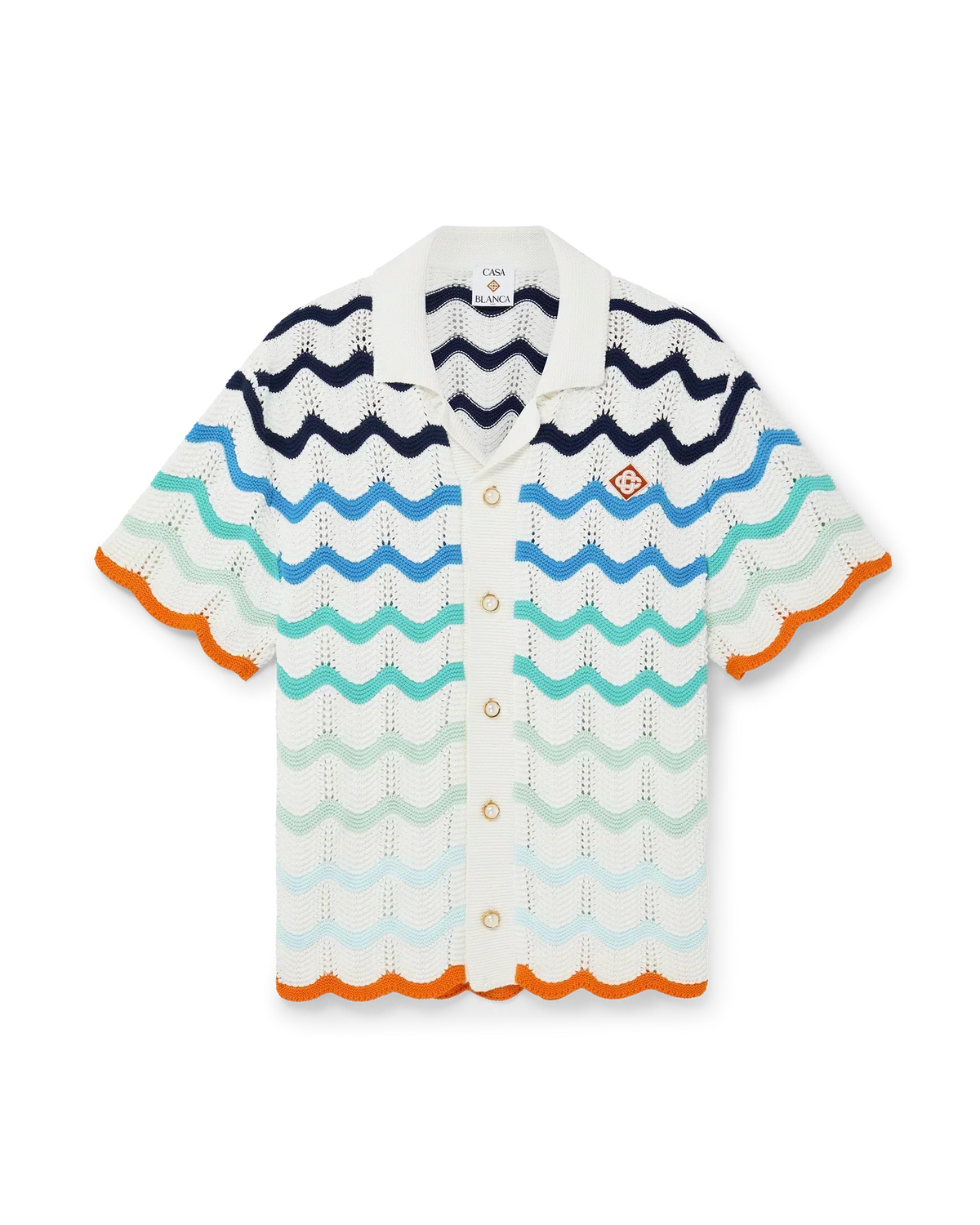Gradient Wave Crochet Shirt