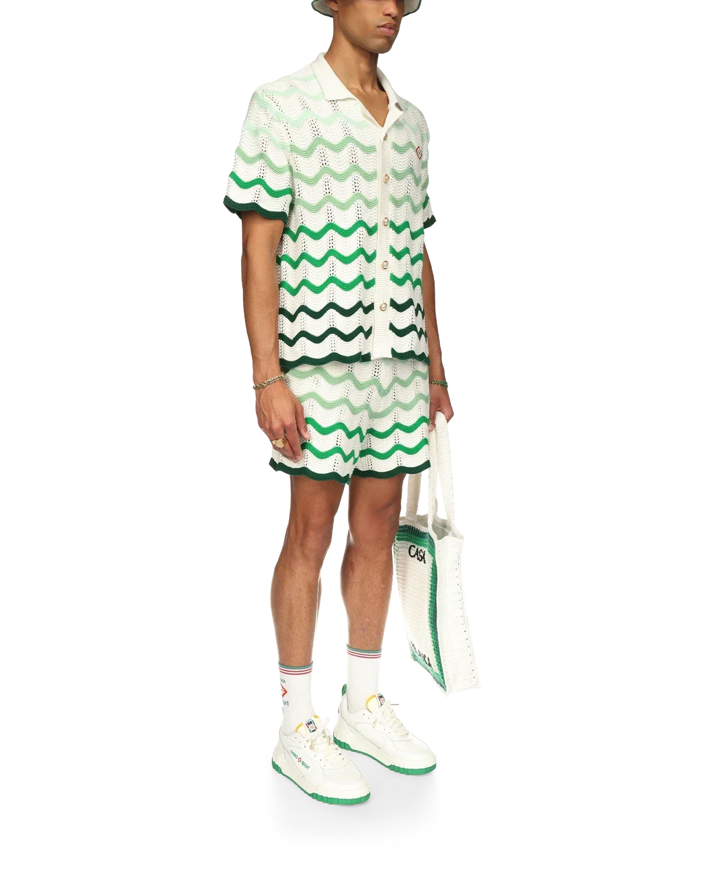 Wavy Gradient Crochet Shirt - casablanca